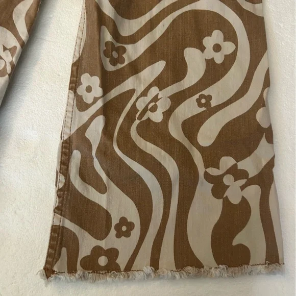 Billabong free fall high waisted wide leg pants orange white 70’s. Floral print - Picture 12 of 16